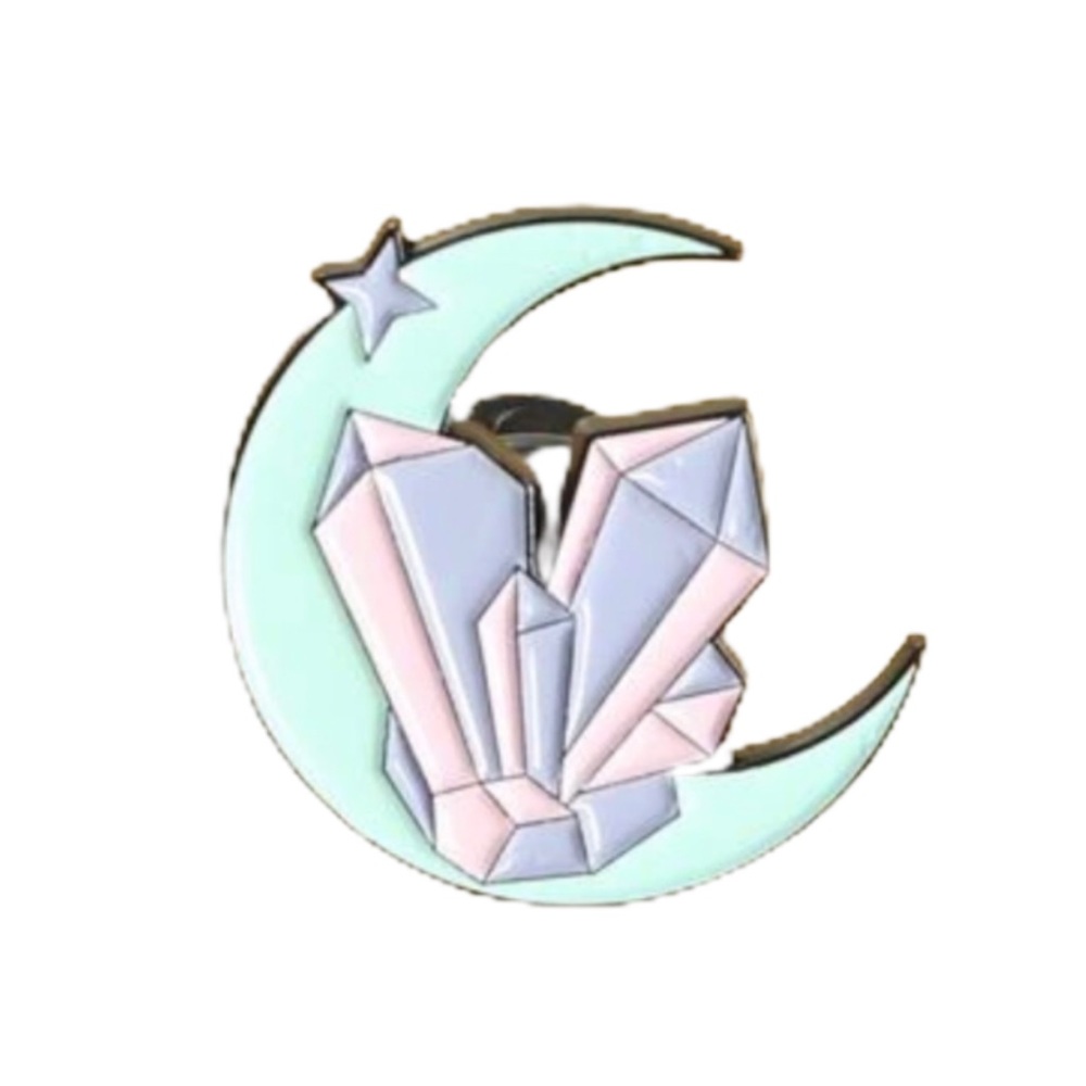 Mint Crescent Moon & Lavender Crystals Flair Pin